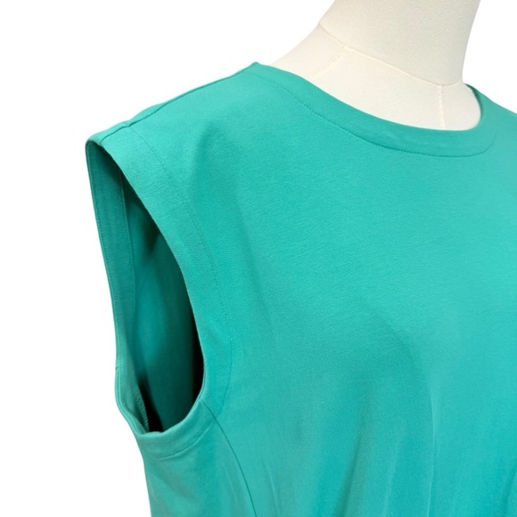 Eileen Fisher Pima Cotton Stretch Jersey Round Neck Dress Seastar Green MEDIUM - Picture 9 of 15
